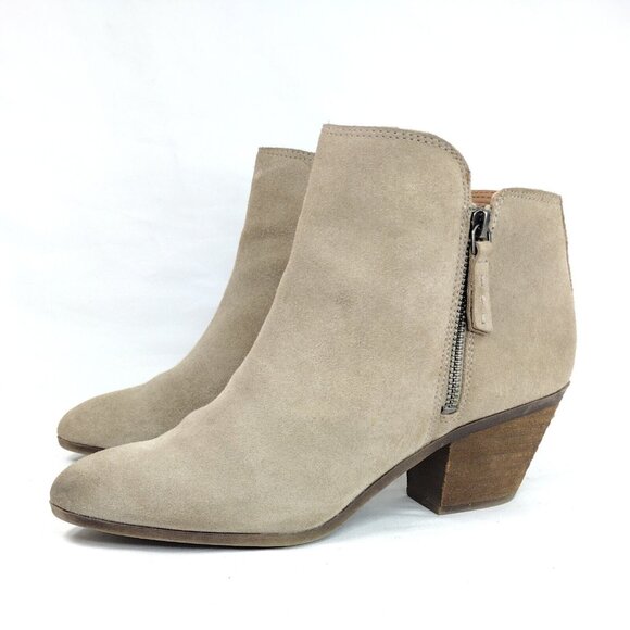 Frye Womens Boots Size 9 Suede Booties Taupe Block Heel Western Cowgirl Boho - Picture 3 of 12